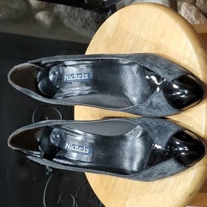 Nickels Suede Leather Black and Grey Heels